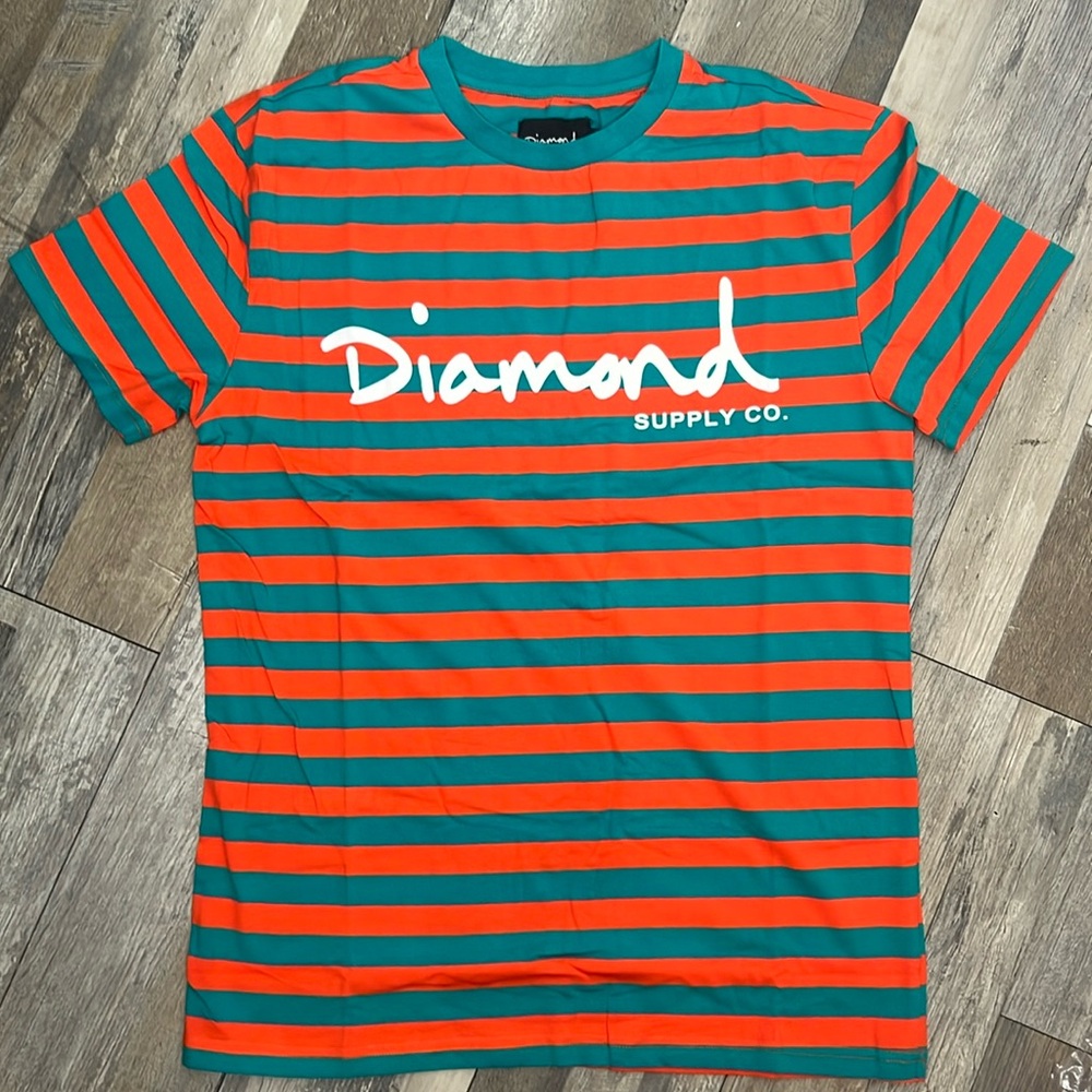 Diamond Supply T-shirt Men’s Size S new 🆕 striped orange blue cotton
